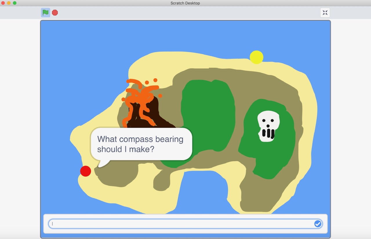 Screen shot of an island based computer program asking for user input